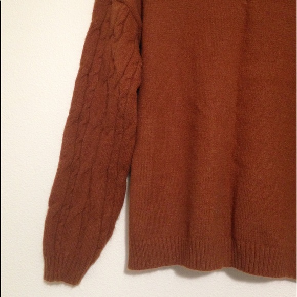 Rust Brown Soft Turtleneck Sweater with Shoulder Cut-outs - Picture 5 of 9